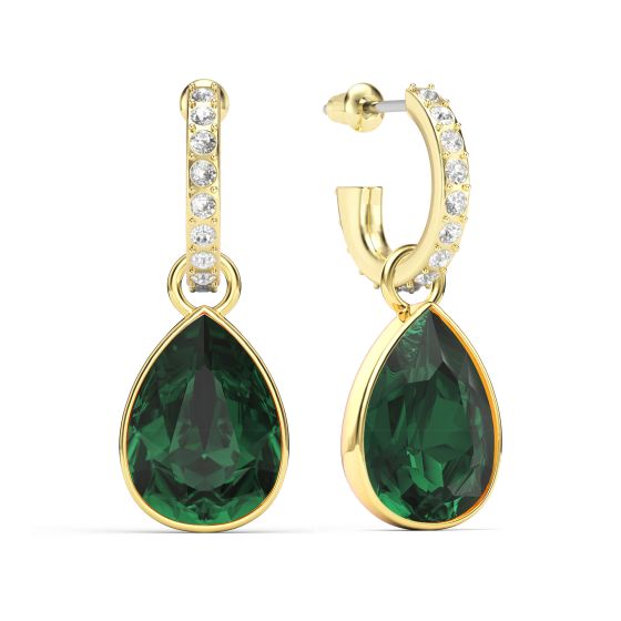 10k store yellow gold emerald hoop earrings