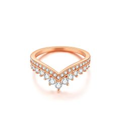 Princess Wishbone Ring with Swarovski Crystals Rose Gold Plated