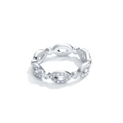 Infinity Eternity Ring with Swarovksi Crystals Rhodium Plated