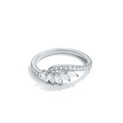 Aelia Ring with CZ and Swarovski Crystals Rhodium Plated