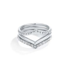 Wishbone Trio Stackable Ring Rhodium Plated