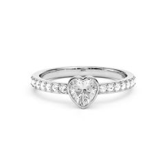 Solitaire Petite Heart Ring Clear Crystals Rhodium Plated