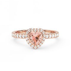 Halo Heart Statement Ring Vintage Rose Crystals Rose Gold Plated