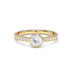 Solitaire Petite Round Ring Clear Crystals Gold Plated