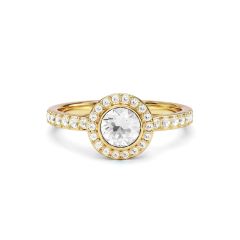 Halo Angelic Round Statement Ring Clear Crystals Gold Plated