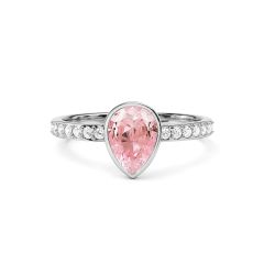 Solitaire Petite Teardrop Ring Light Rose Crystals Rhodium Plated