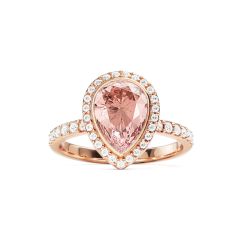 Halo Teardrop Statement Ring Vintage Rose Crystals Rose Gold Plated