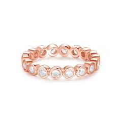 Alluring Large Brilliant Cut Ring Sterling Silver Rose Gold Plated