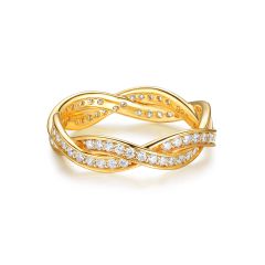 Love Eternal Braided Pave Zirconia Ring Sterling Silver Gold Plated