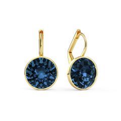 Bella Earrings with 4 Carat Montana Crystals Gold Plated