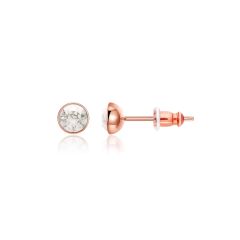 Signature Stud Earrings with Carat Silver Shade Swarovski Crystals 3 Sizes Rose Gold Plated