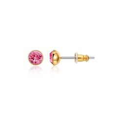 Signature Stud Earrings with Carat Rose Swarovski Crystals 3 Sizes Gold Plated