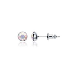 Signature Stud Earrings with Carat Aurore Boreale Swarovski Crystals 3 Sizes Rhodium Plated