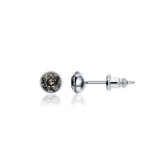 Signature Stud Earrings with Carat Black Diamond Swarovski Crystals 3 Sizes Rhodium Plated