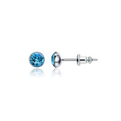 Signature Stud Earrings with Carat Indicolite Swarovski Crystals 3 Sizes Rhodium Plated