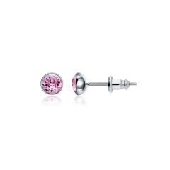 Signature Stud Earrings with Carat Light Amethyst Swarovski Crystals 3 Sizes Rhodium Plated