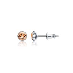 Signature Stud Earrings with Carat Light Peach Swarovski Crystals 3 Sizes Rhodium Plated