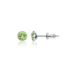 Signature Stud Earrings with Carat Peridot Swarovski Crystals 3 Sizes Rhodium Plated