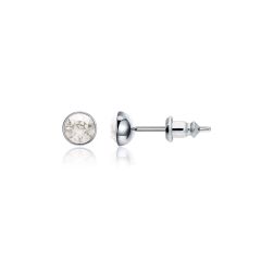 Signature Stud Earrings with Carat Silver Shade Swarovski Crystals 3 Sizes Rhodium Plated