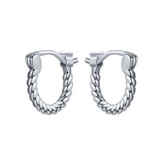 Twist Rope Mix Hoop Carrier Earring Rhodium Plated