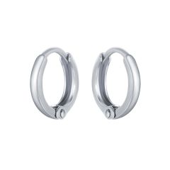 Minimal Mix Hoop Carrier Earring Rhodium Plated