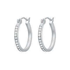 Eternity Mix Carrier Hoop Earrings 18mm Crystal Rhodium Plated