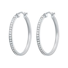 Eternity Mix Carrier Hoop Earrings 26mm Crystal Rhodium Plated