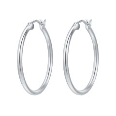 Minimal Mix Carrier Hoop Earrings 26mm Rhodium Plated