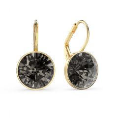 Bella Earrings with 6 Carat Black Diamond Crystals Gold Plated