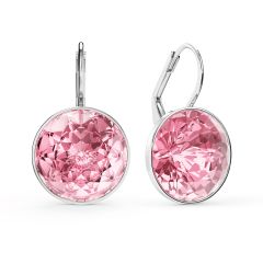 Bella Earrings with 10 Carat Light Rose Crystals Silver Plated