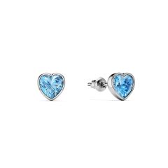 Heart Stud Earrings Light Sapphire Crystals Rhodium Plated