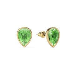 Teardrop Stud Earrings Peridot Crystals Gold Plated