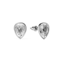 Teardrop Stud Earrings Clear Crystals Rhodium Plated