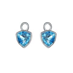 Trillion Mini Mix Hoop Earring Charms with Aquamarine Swarovski Crystals Rhodium Plated