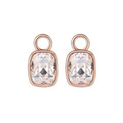 Cushion Mix Hoop Earring Charms with Clear Swarovski Crystals Rose Gold Plated