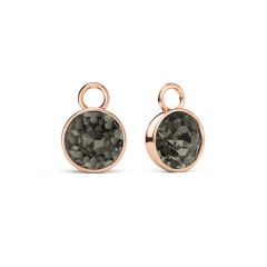 Bella 2 Carat Mix Charms with Black Diamond Swarovski Crystals Rose Gold Plated