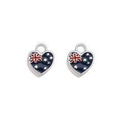 Australian Flag Hoop Earring Charm Rhodium Plated