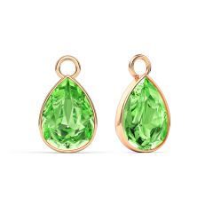 Statement Teardrop Mix Charms with Peridot Crystals Rose Gold Plated