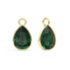 Statement Teardrop Mix Charms with Emerald Swarovski Crystals Gold Plated