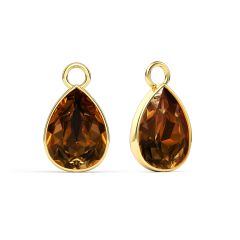 Statement Teardrop Mix Charms with Light Amber Crystals Gold Plated