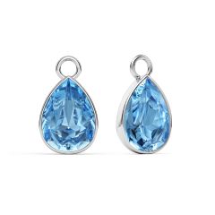 Statement Teardrop Mix Charms Light Sapphire Crystals Rhodium Plated