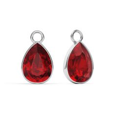 Statement Teardrop Mix Charms with Light Siam Crystals Rhodium Plated