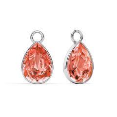 Statement Teardrop Mix Charms with Swarovski Rose Peach Rhodium Plated