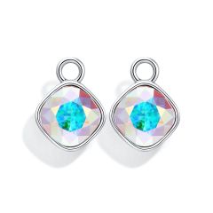 Cushion Mix Charms with Swarovski Crystal Aurore Boreale Rhodium Plated