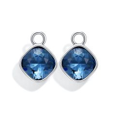 Cushion Mix Charms with Swarovski Denim Blue Rhodium Plated