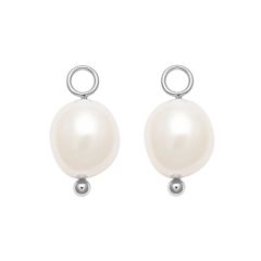 Organic Freshwater Pearl Drop Mix Charm Rhodium Plated