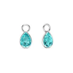 Petite Teardrop Mix Charms with Light Turquoise Crystals Rhodium Plated