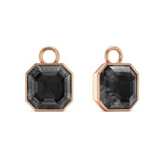 Asscher Mix Charms with Silver Night Crystals Rose Gold Plated