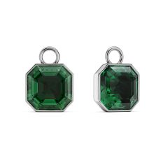 Asscher Mix Charms with Emerald Crystals Rhodium Plated