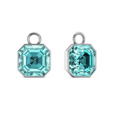 Asscher Mix Charms Light Turquoise Crystals Rhodium Plated